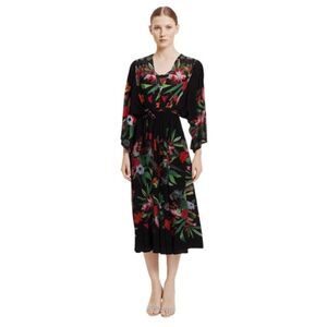 New York & Company Black Floral Midi dress Size S